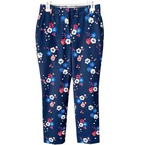 Tory Burch Pants Women's 2 Sport Navy Blue Floral Preppy Tech Twill Golf